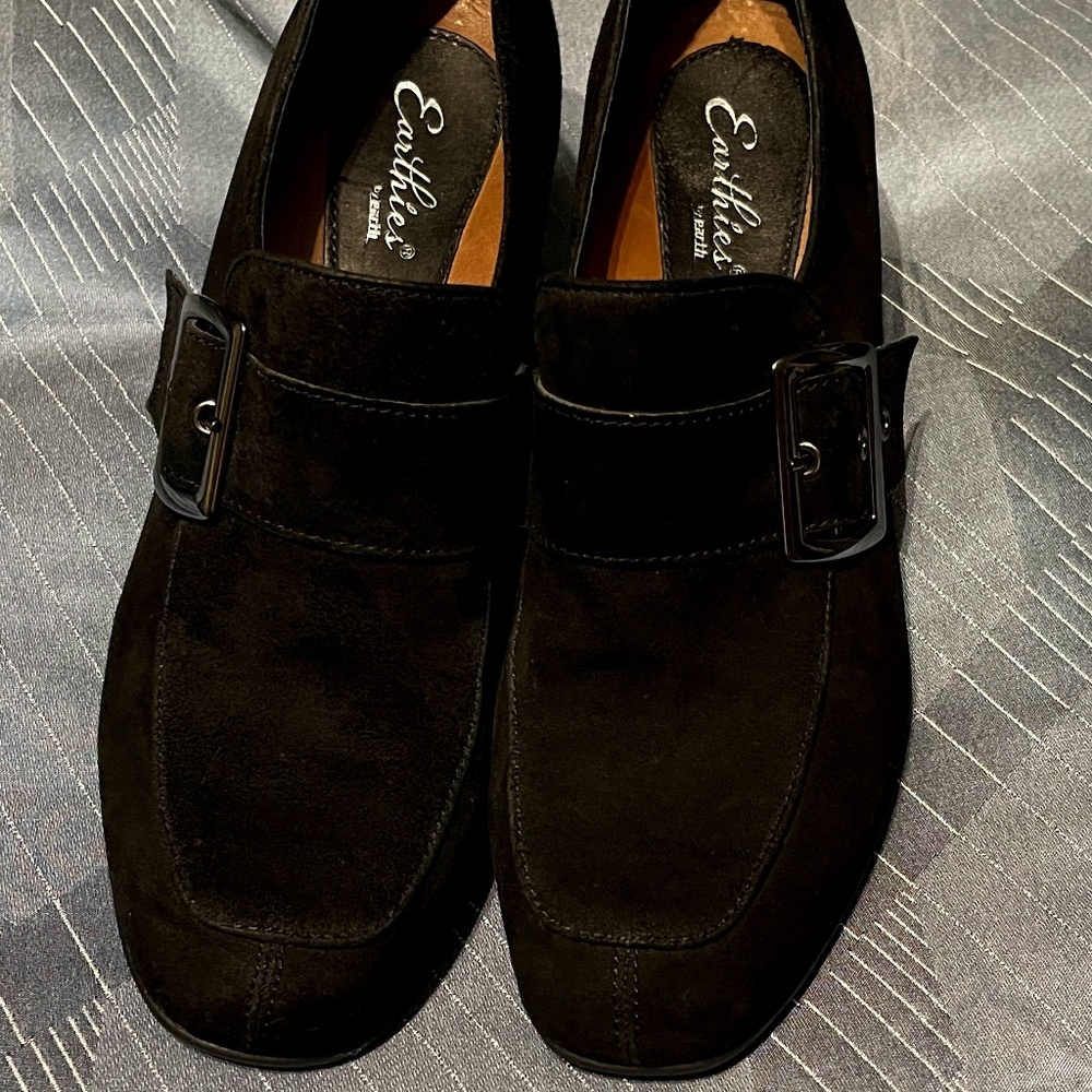 Earthies by Earth Shoes Rhea Heels, Black Suede, Shoes Size 10M
